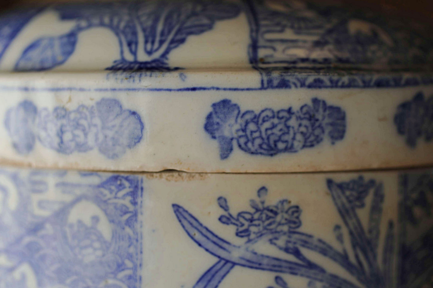 Antique Meiji Imari Jūbako Bento Box: Four-Tiered Blue Floral Porcelain