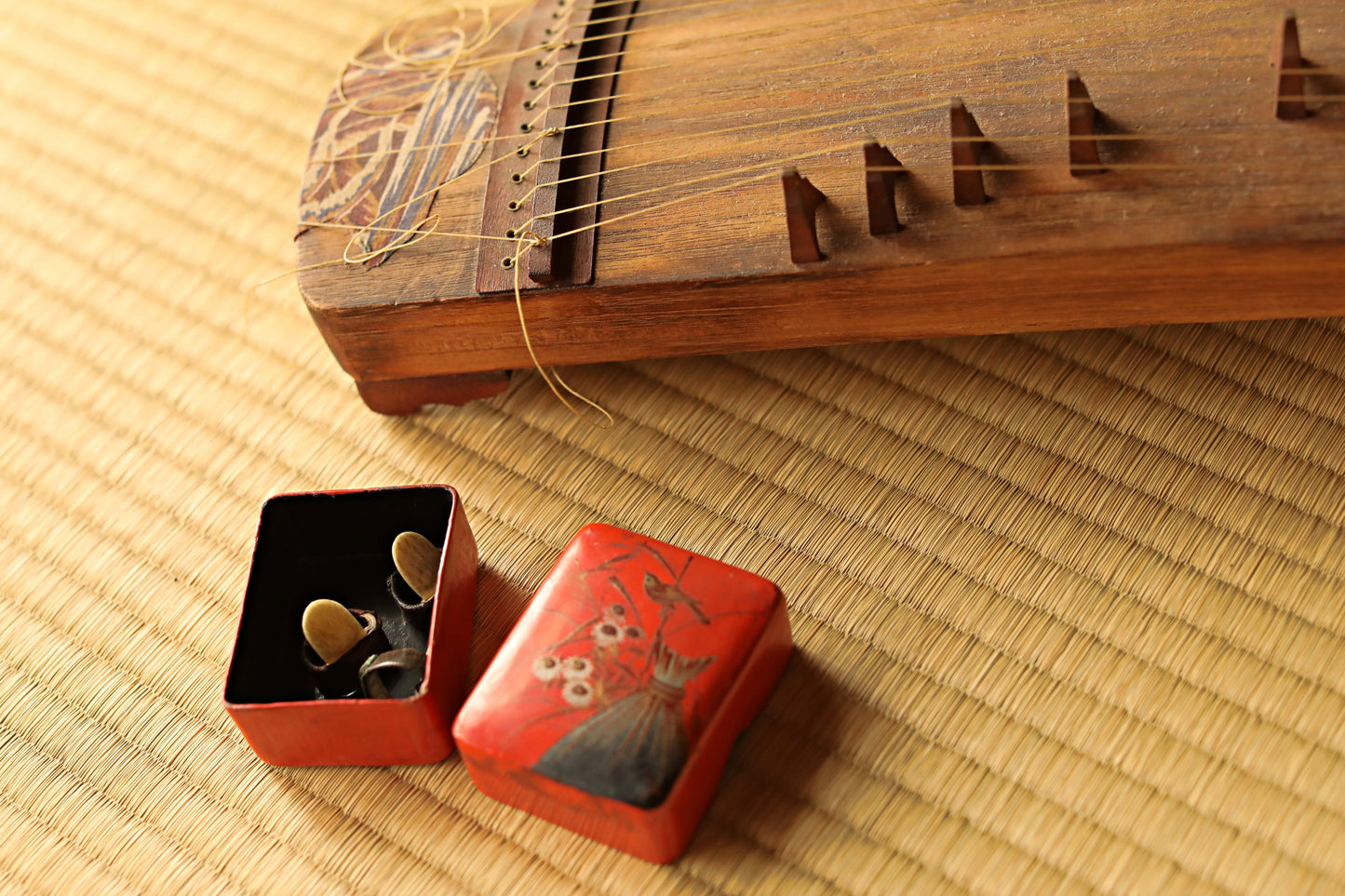 Antique Japanese harp small KOTO 1910s Musical Instruments Toy W20.7in/W52.5cm