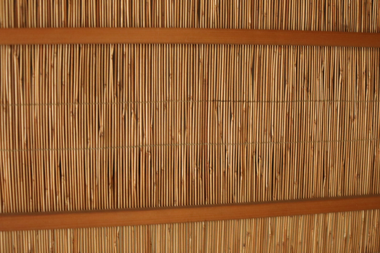 Vintage Japanese Reed Partition Screen, Bamboo Straw Wood Shoji Divider (H83×91in/H32.7×35.8cm)