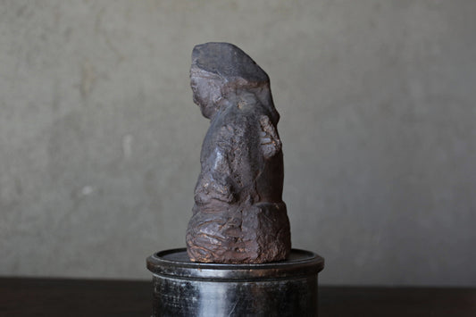 Shinto Omamori- Antique Ebisu Pottery Statue, Edo Japan Lucky God, 1870s