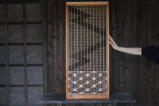 Vintage Japanese Shoji Screen, Kumiko Wood Framework Interior Panel H39in(H99cm) (コピー)