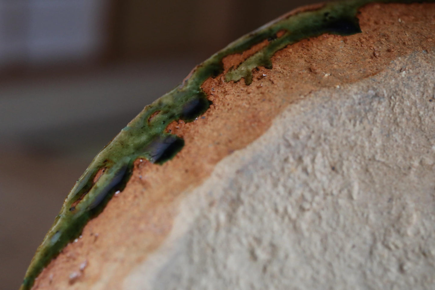 Oribe Ware Platter - Japanese Ceramic Green Rectangle Plate | Handmade Stoneware Dish