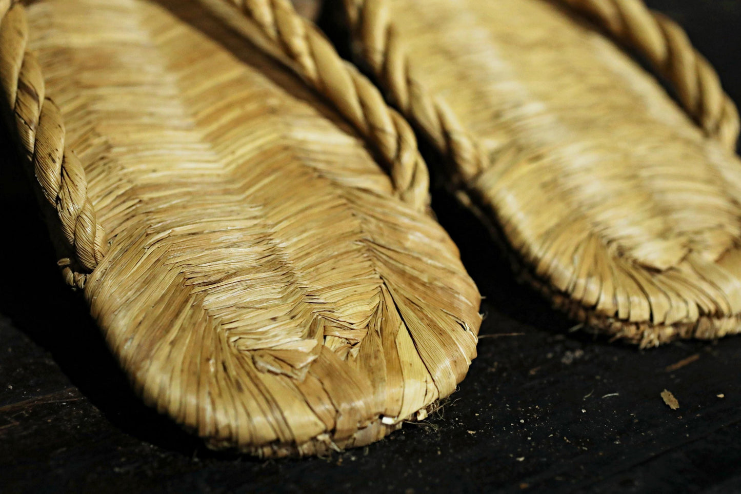 Japanese Straw Sandals - Handmade Waraji Sandals for Tea Ceremony | Vintage Kimono Slippers 9.4in