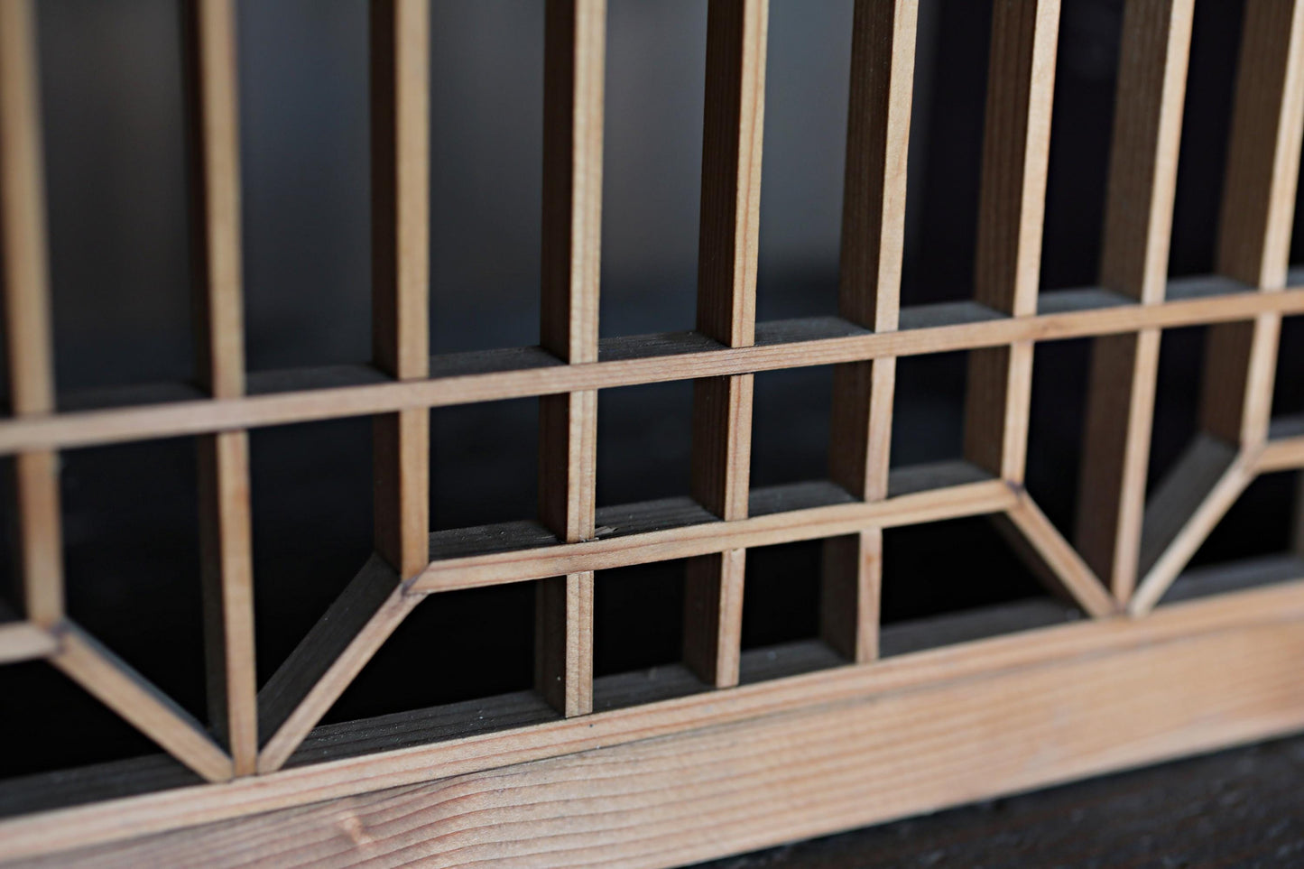 Vintage Shoji Screen ×2 - Kumiko Wood Panel Pair | Japandi Wall Art, Geometric Frame