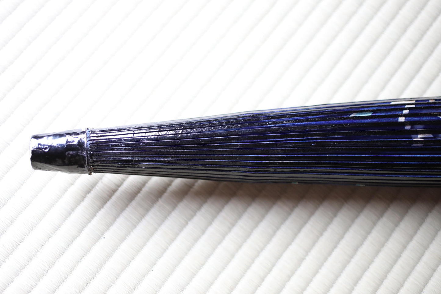 Japanese Vintage wagasa Umbrella: Swallows and Willows Indigo Paper & Bamboo Kimono