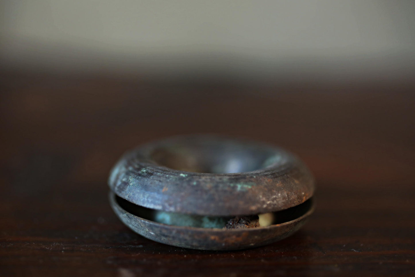 Japanese Bronze Horse Bell – Antique Doughnut Shaped Amulet | Vintage Metal Craft