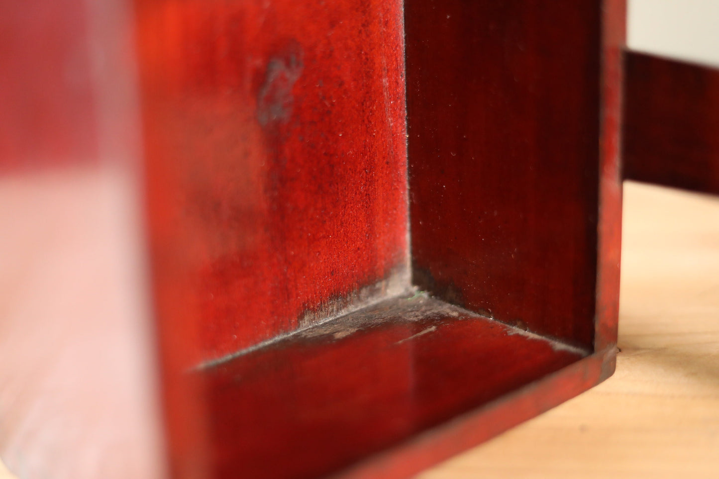 Japanese Lacquer Masu Box - Antique Measuring Box with Kanji Calligraphy, 1920s Urushi Lacquer