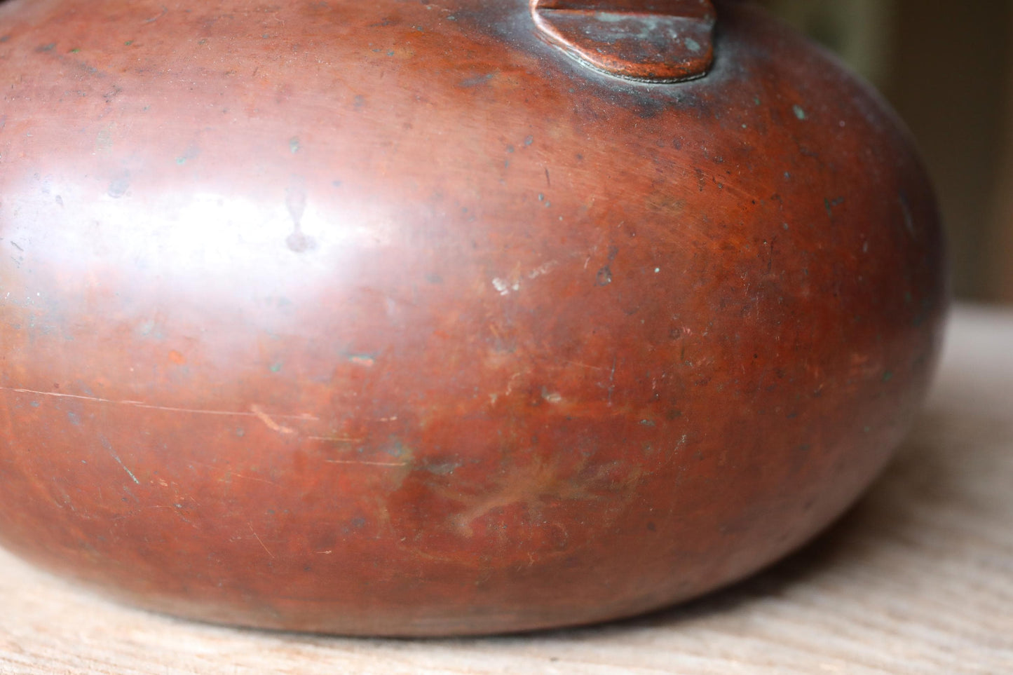 Antique Copper Kettle - Large Japanese Tea Pot With Chrysanthemum & Paulownia Design