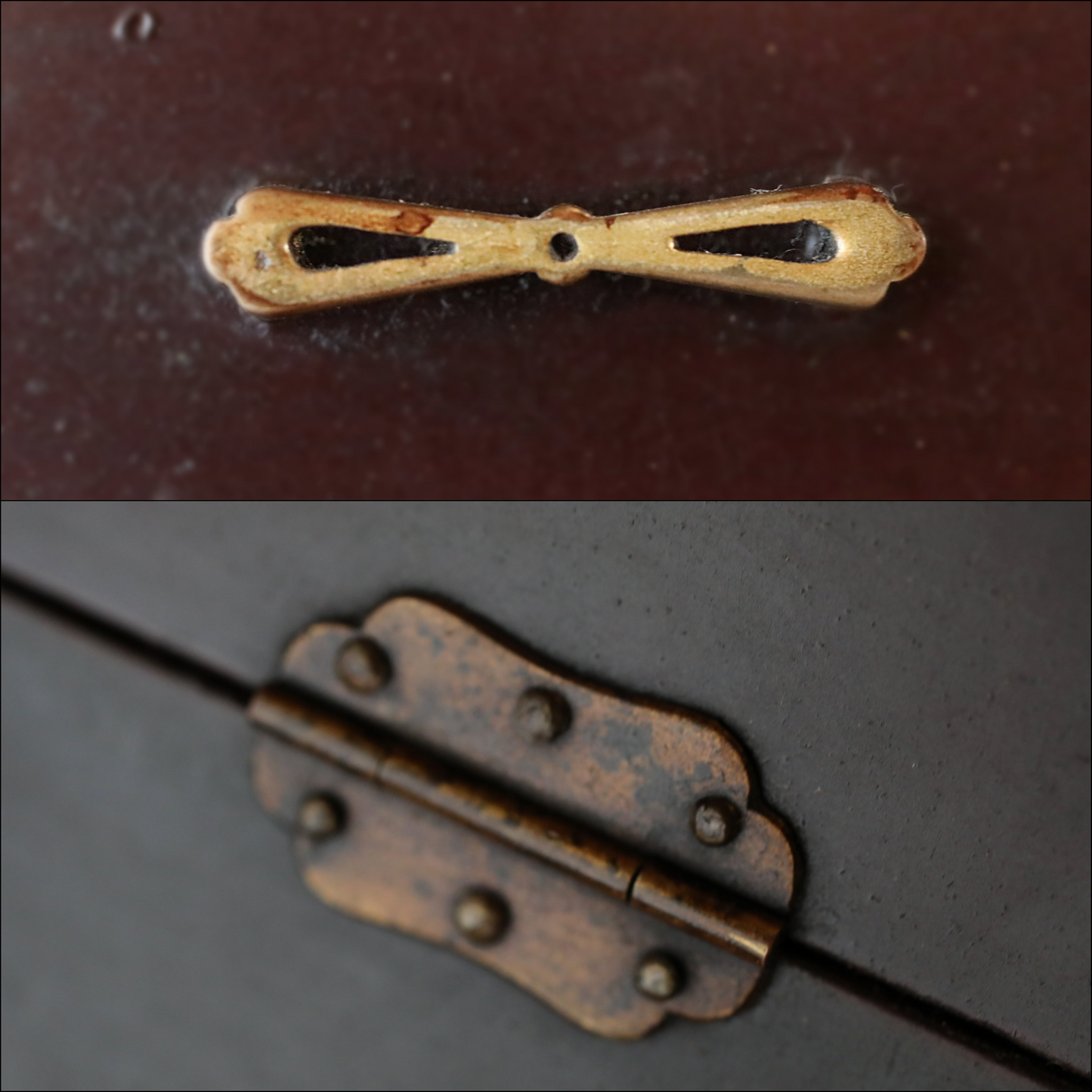 Japanese vintage 1960s furniture Small lacquer Chest of drawers "tansu" dark Reddish brown for sawing drawer H9.8×W12.8in /H25×32.6cm