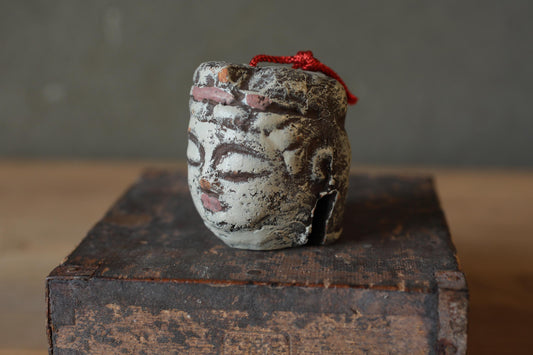 Japanese Pottery Buddha Bell: Vintage Christmas Ornament, Paperweight