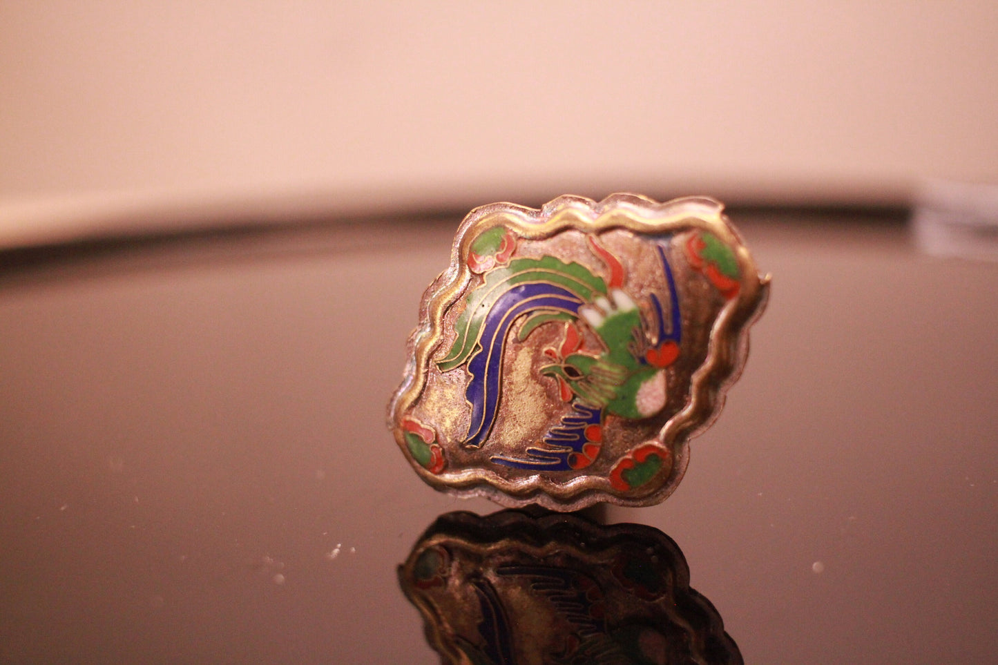 Dragon&Phoenix Cloisonne Ojime beads KIMONO art and crafts accessory "OBIDOME" Japanese vintage netsuke inro 1900s Meiji era 1.25in×1.45in