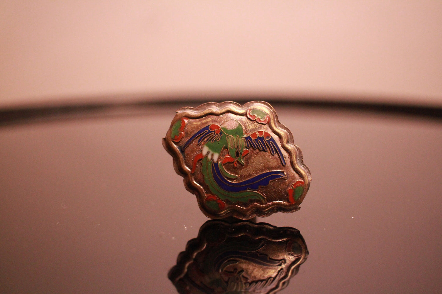 Dragon&Phoenix Cloisonne Ojime beads KIMONO art and crafts accessory "OBIDOME" Japanese vintage netsuke inro 1900s Meiji era 1.25in×1.45in