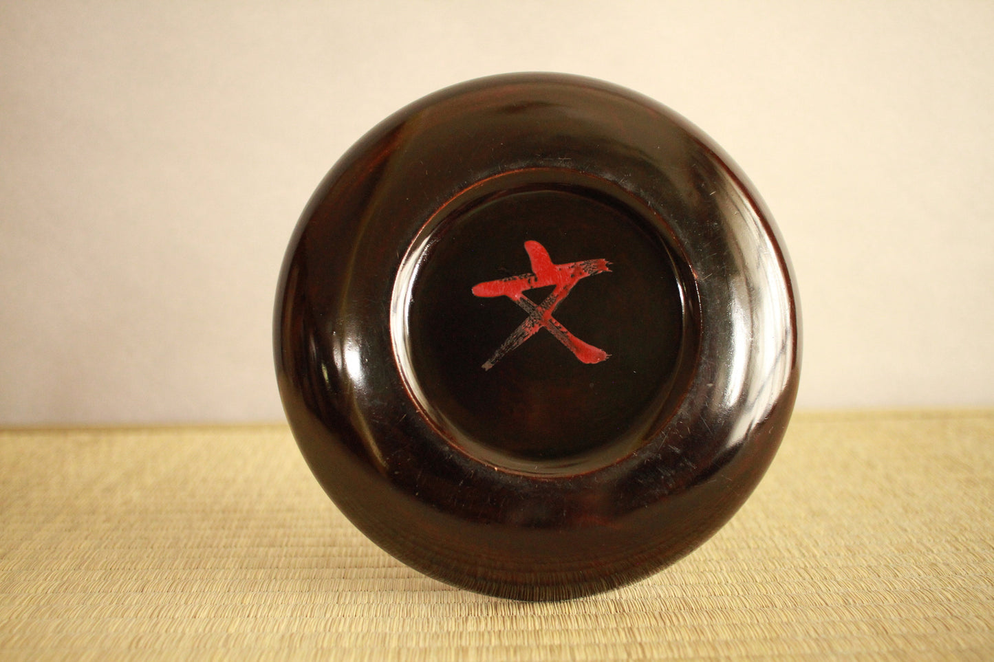 Black lacquer plates Set Five, Japanese Antique tableware wooden dish with hand painting picture of gold phoenix 6.7in
