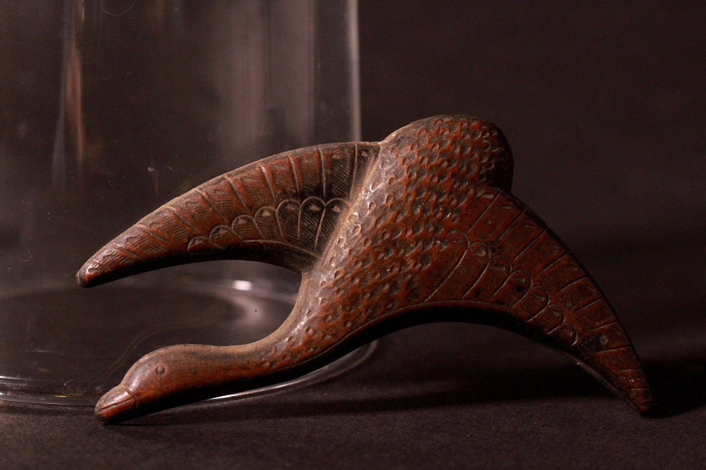 Japanese Bronze antique metal sculpture art small parts Beautiful Bird Goose pair H1.8in×W2.4in×D0.2in