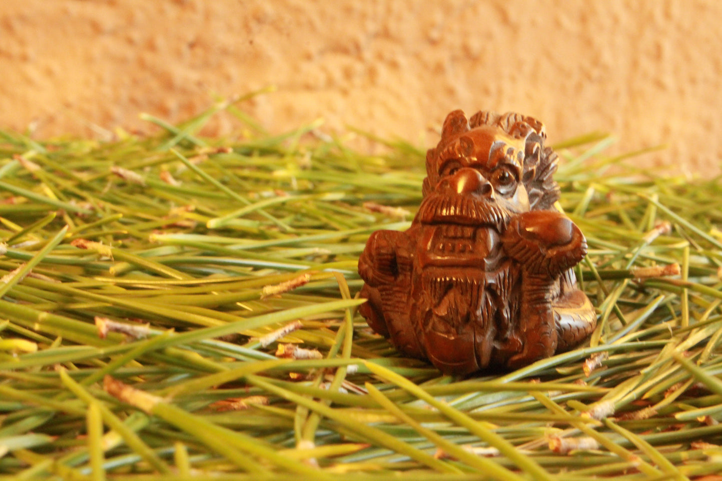 Boxwood curled dragon hand carved "netsuke" Japanese Antique ojime bead inro kimono accessories H1.4in × 1.8in×1.3in