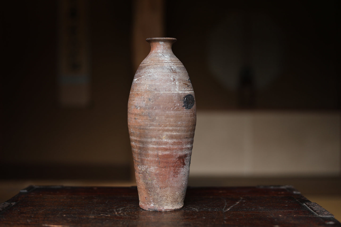RARE! Japanese Antique BIZEN 1700s jar Ryukyu porcelain vase is name "devil's arm" ceramic hand craft H9.8in/H25cm
