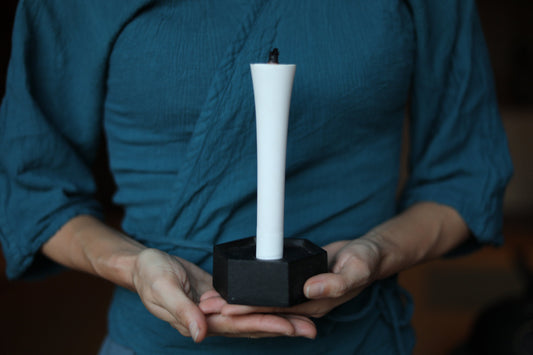 Japanese vintage candle stand made of cast iron Nanbu tekki japan craft black candlestick H1.4×3.5×3.5in