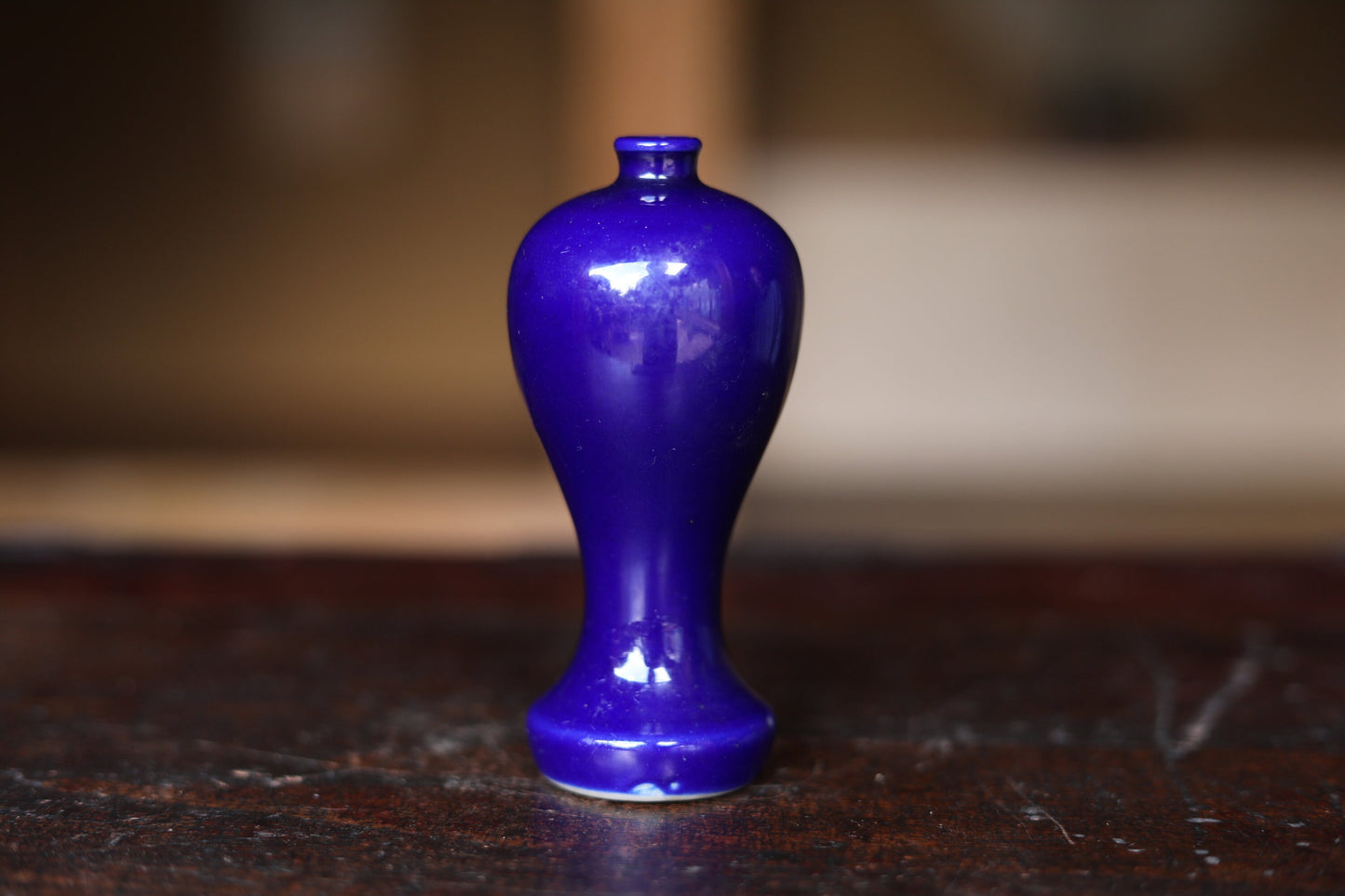Japanese antique indigo blue porcelain small vase for flower 瓶子Heishi Tokkuri old sake bottle vase for shrine alter 1920s H4.5×2in