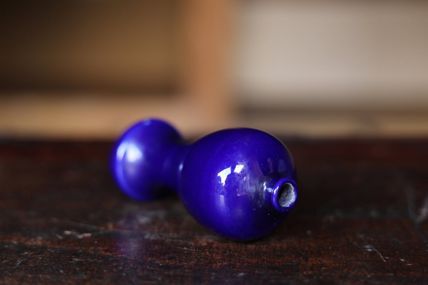 Japanese antique indigo blue porcelain small vase for flower 瓶子Heishi Tokkuri old sake bottle vase for shrine alter 1920s H4.5×2in