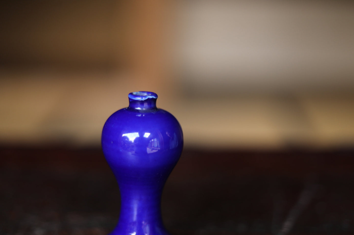 Japanese antique indigo blue porcelain small vase for one flower Heishi Tokkuri little sake bottle vase for shrine alter 1920s H3.7×1.6in