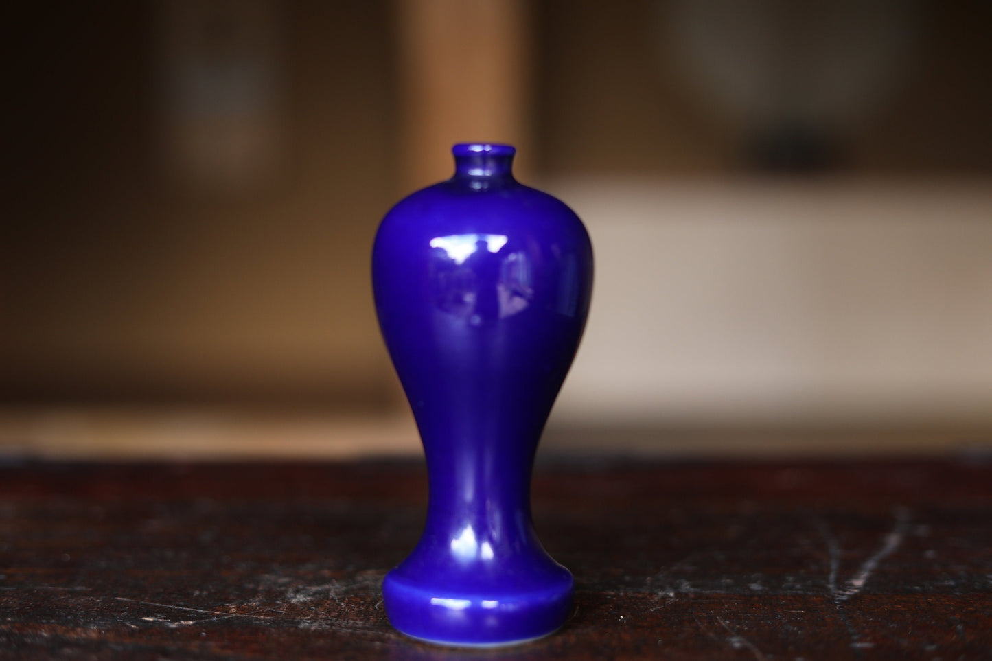 Japanese antique indigo blue porcelain small vase for flower 瓶子Heishi Tokkuri old sake bottle vase for shrine alter 1920s H4.5×2in