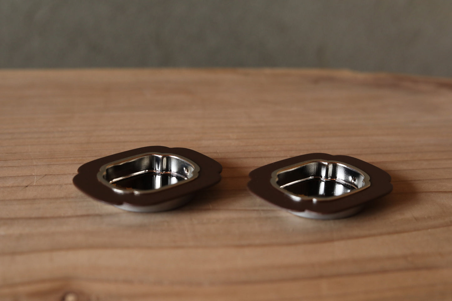 Set pair Japan vintage Brass metal furniture FUSUMA sliding small door black clouds design HIKITE vintage Japanese house H2.1×W1.7×D0.3in