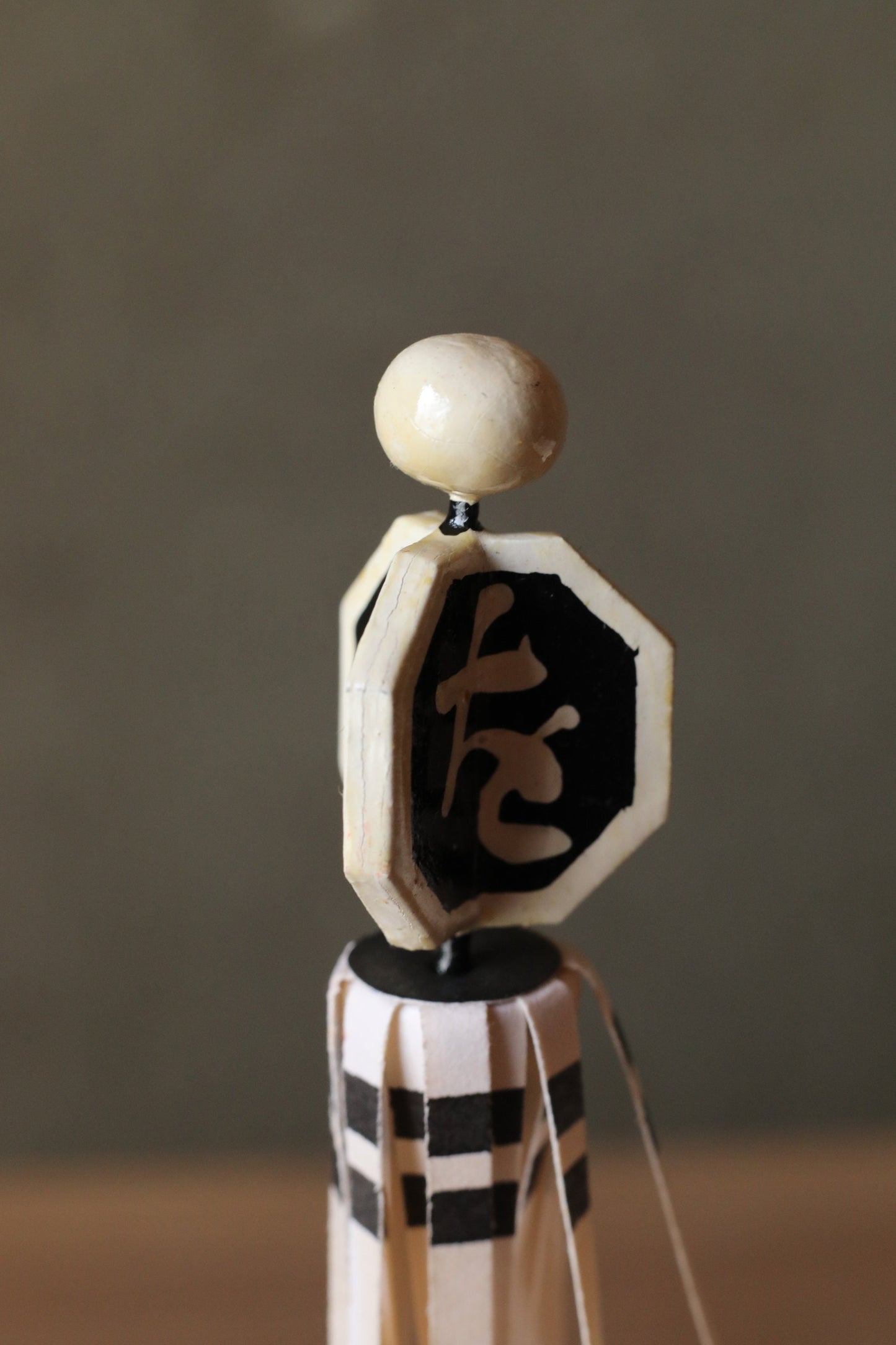 Japanese old miniature toy set Chochin Lanterns and firefighter decorations with Kanji calligraphy made of wood and paper 4.6×1.1in