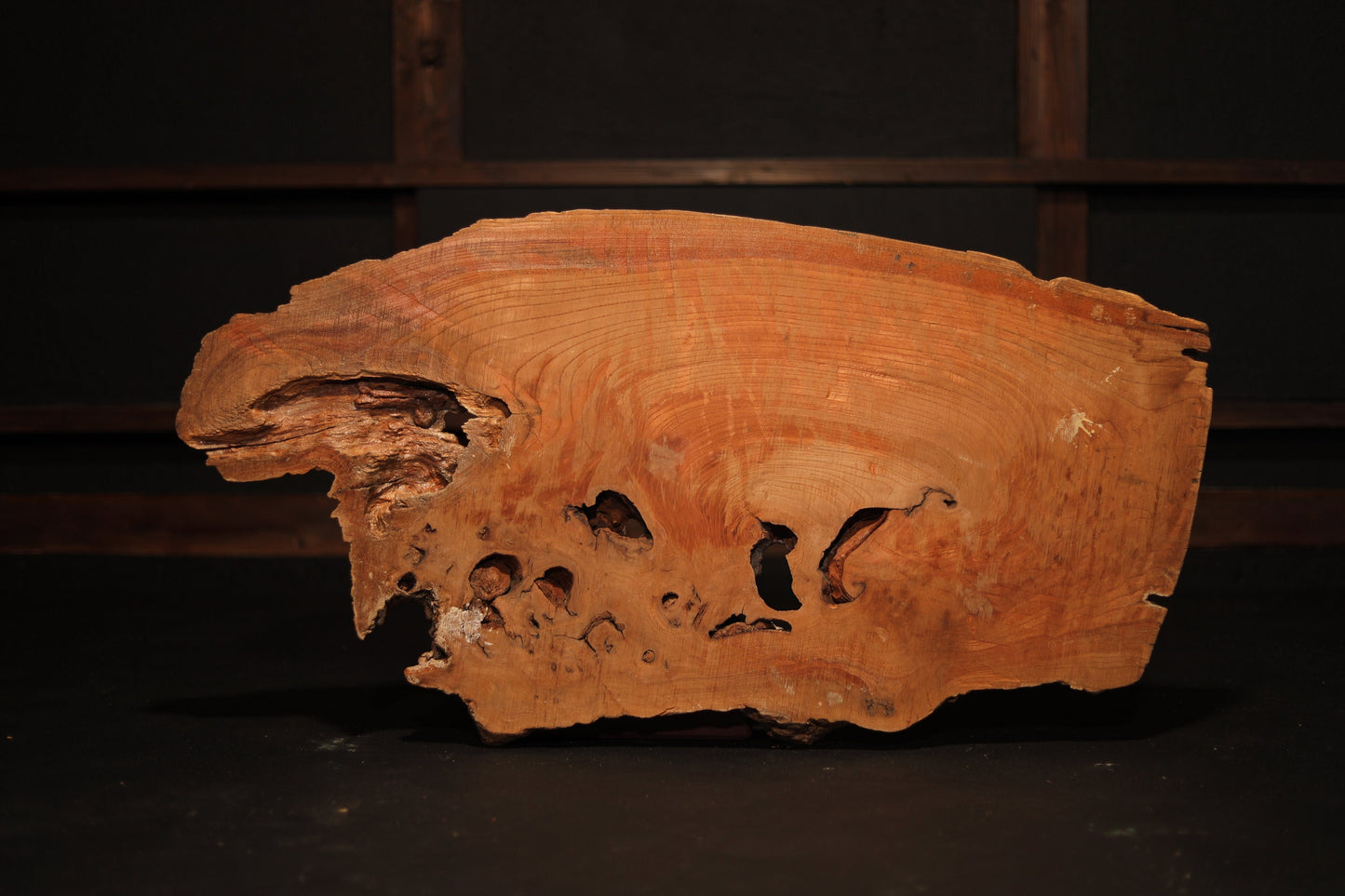 BIG! Wood slab Burl large pedestal Display Stand ,BONSAI stand, IKEBANA, Tea ceremony 35.4in×20.1in, Japanese antique