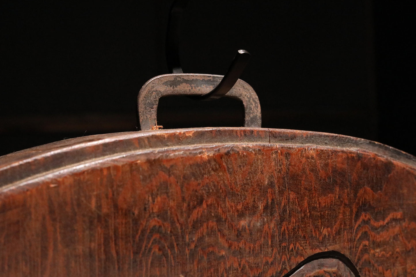 BIG! Japanese vintage wooden signboard for "EXCHANGE" shaped as a classical weight with calligraphy hand carved, Japanese antique H23.2in