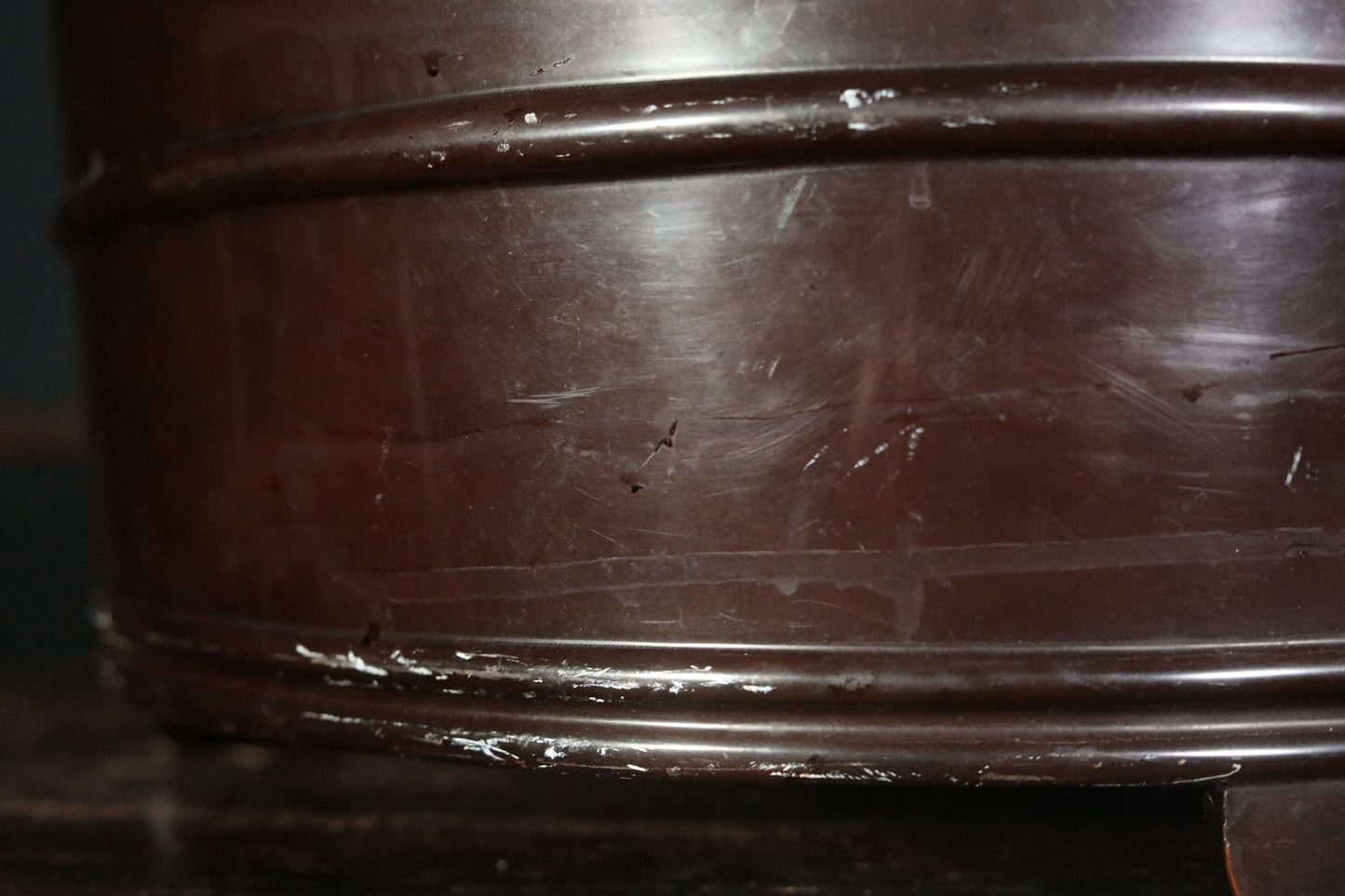RARE! Japanese antique furniture lacquer gold MAKIE large wooden tub, with river and flower plants painting Edo 1800s H20.4in/51.7cm