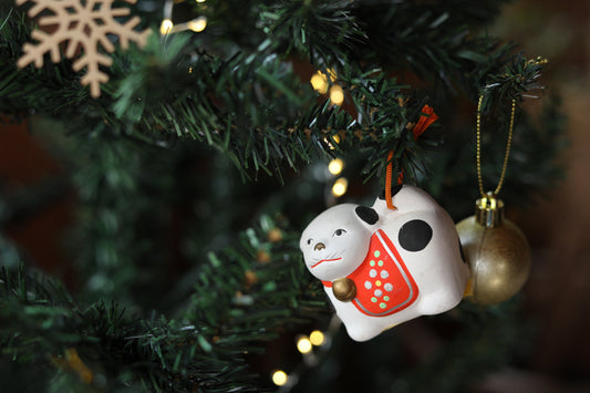 Japanese vintage pottery bell of dog animal doll ornament Paper weight, Christmas Ornaments Japanese vintage small bell H2in/5.2cm