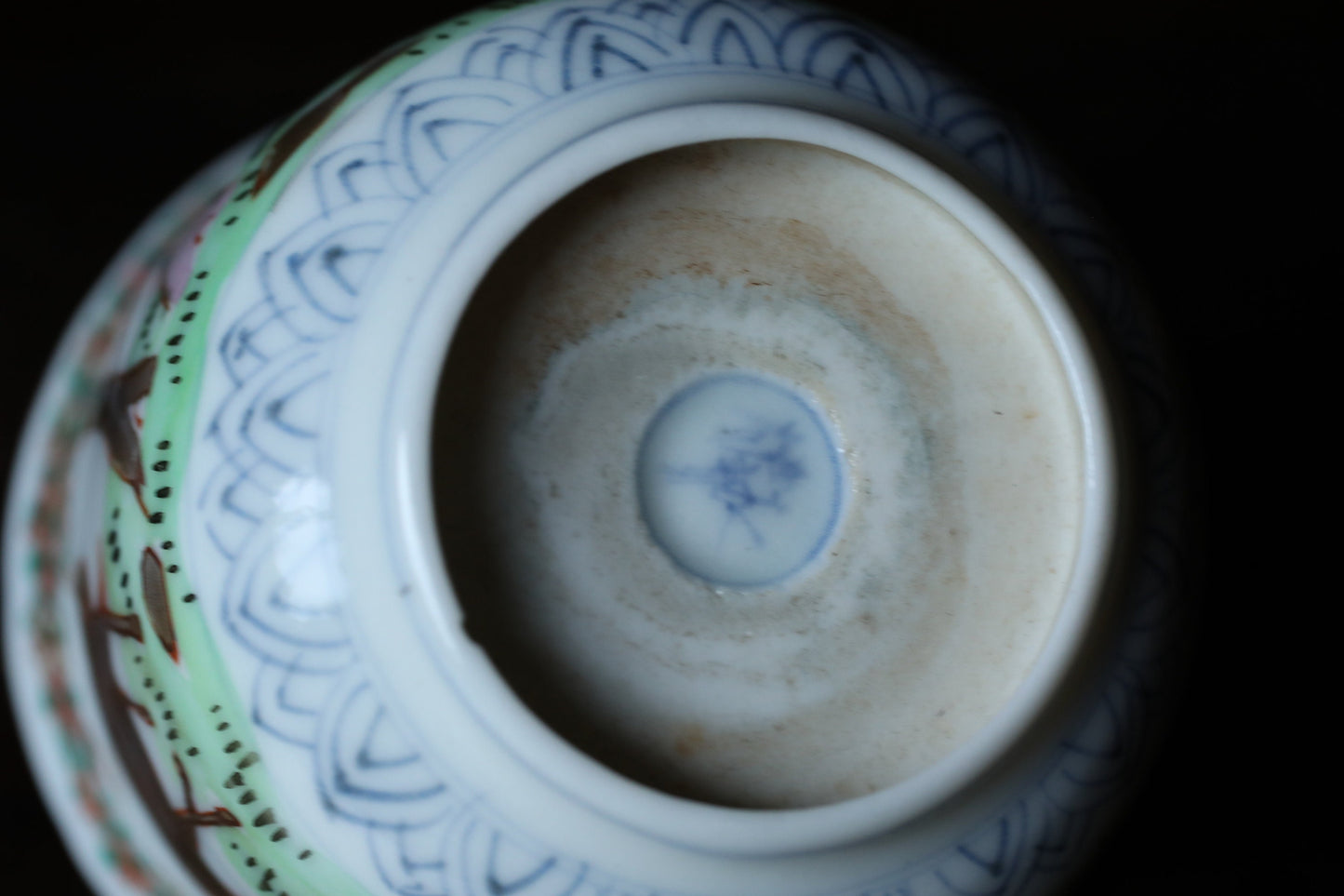 FINE! Japanese antique porcelain Sobachoko Beautiful hand painting 10 cups KUTANI horses floral pattern with Kanji H2.6in 1890s Edo~Meiji
