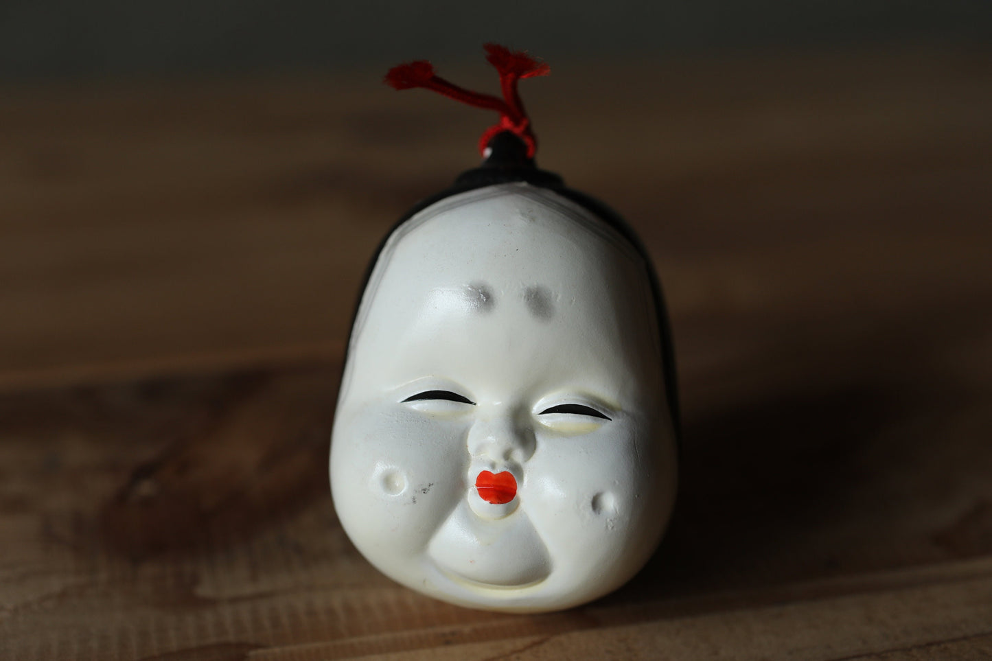 Japanese vintage pottery bell OKAME woman face smile doll ornament Paper weight, Christmas Ornaments Japanese vintage small bell H3in/H7.5cm