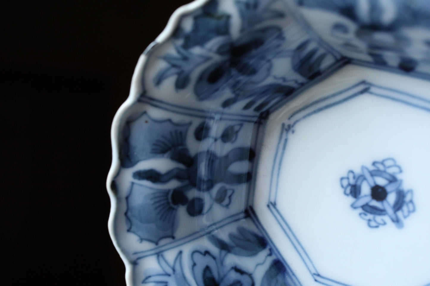 Japanese antique 1910s IMARI set of three 3 bowls porcelain kiln craft hand paint Indigo Blue White plate vessel Sometsuke silver repaired