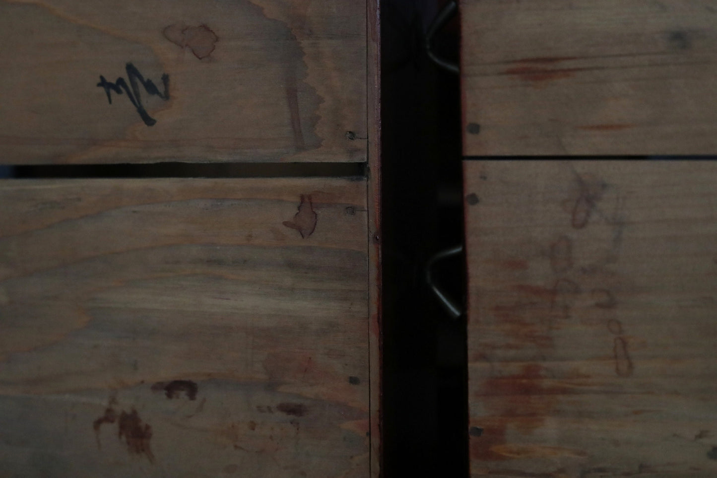 Japanese furniture Antique hanging Box Chest of 6 Drawers Tansu metal clasp cedar Handmade Storage H14.4×W12.8×D9.1in/H36.5×32.5×23cm