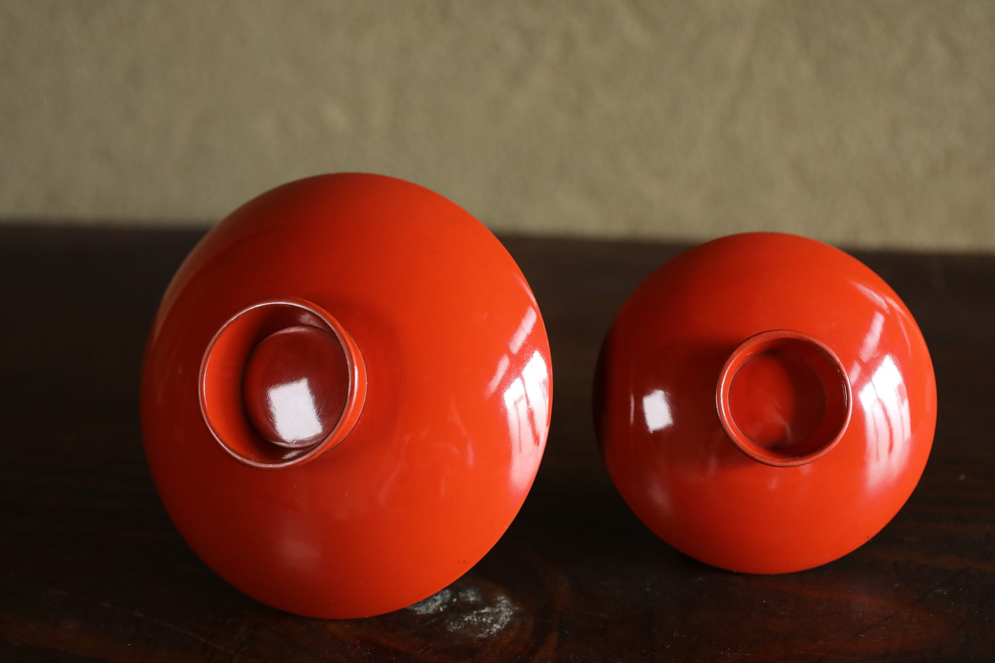 Japanese antique Pair of Red Gold lacquer MAKIE wooden sake cups with Mt.FUJI celebration design craft "sakazuki" for Gift 4.3in/10.8cm