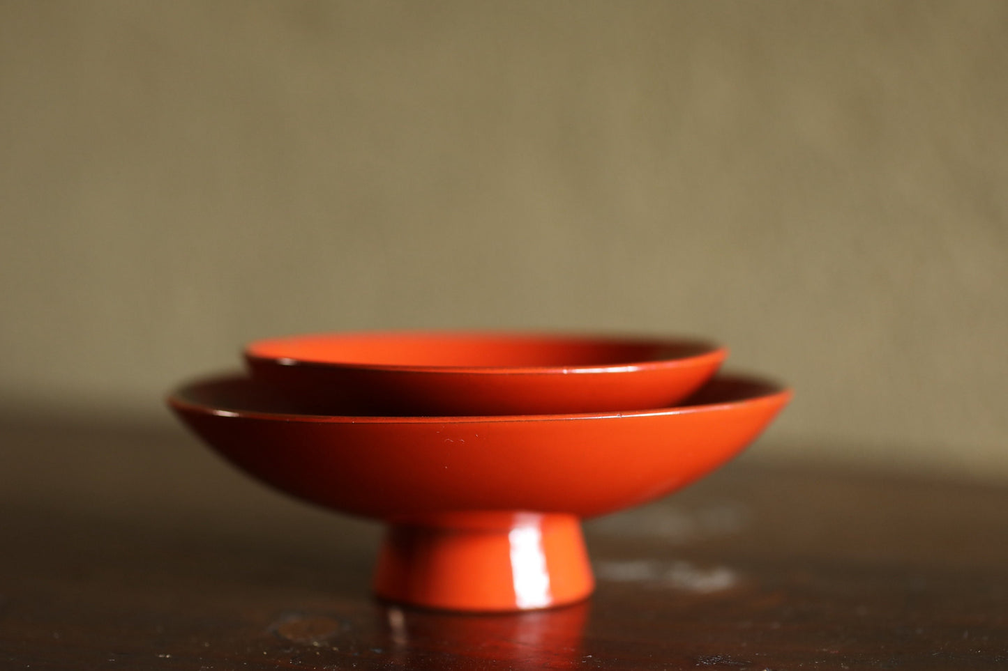 Japanese antique Pair of Red Gold lacquer MAKIE wooden sake cups with Mt.FUJI celebration design craft "sakazuki" for Gift 4.3in/10.8cm