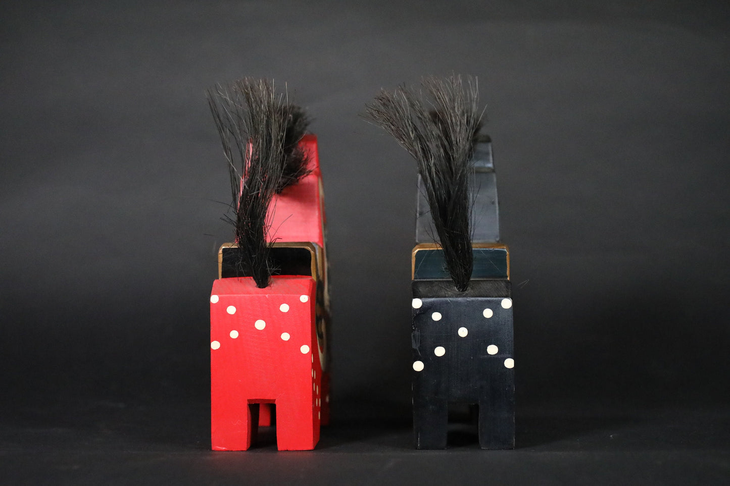 RAGE! Pair of Traditional Japanese vintage wooden Horses dolls toy wood craft For GIFT H8.3in/H21cm