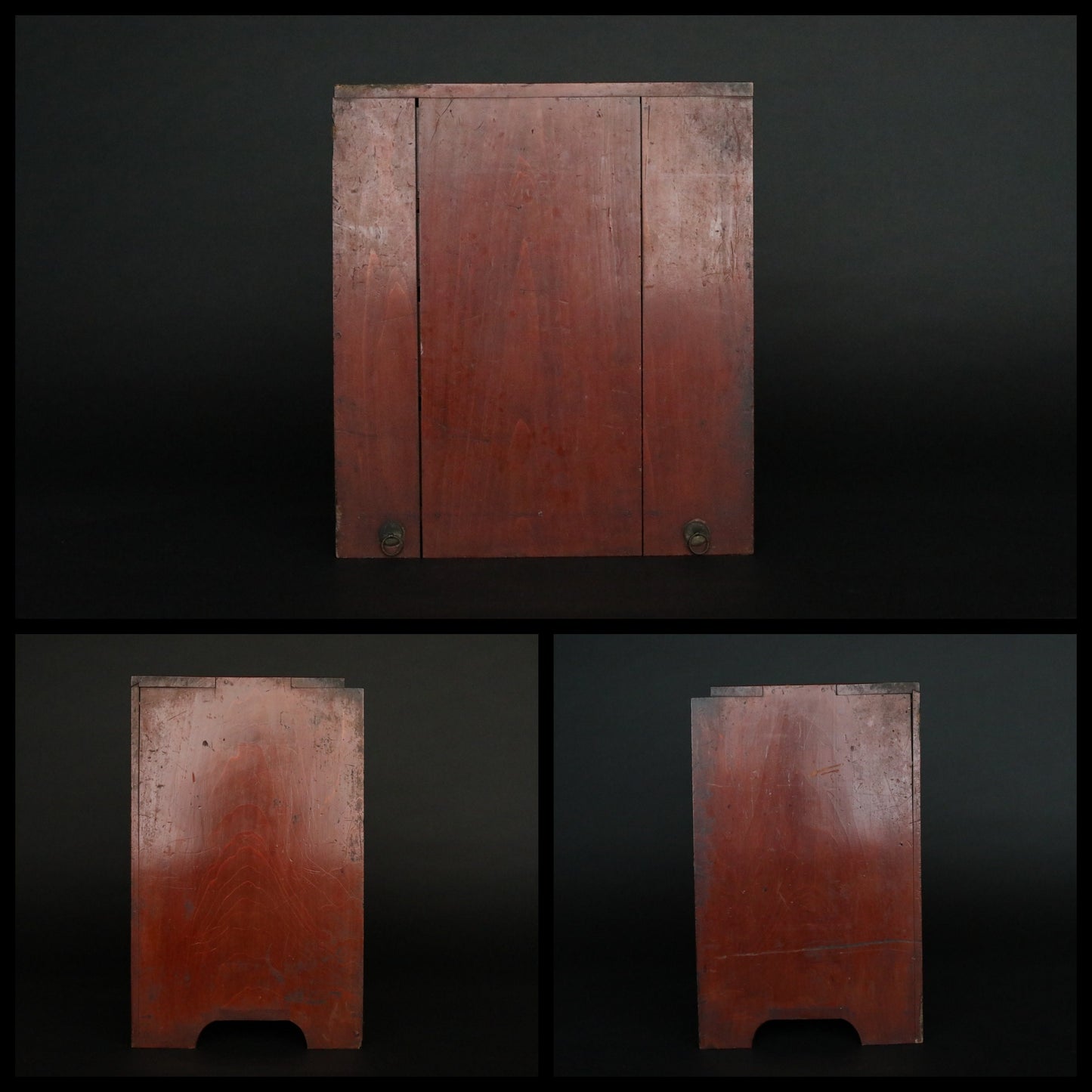 Japanese furniture Antique hanging Box Chest of 6 Drawers Tansu metal clasp cedar Handmade Storage H14.4×W12.8×D9.1in/H36.5×32.5×23cm