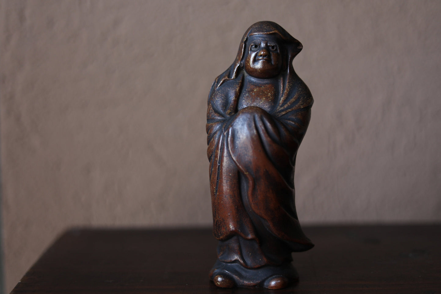 Japanese vintage BIZEN 達磨Daruma doll statue, cool ceramic statue Buddhist monk priest ZEN master art ornament hand craft 1950s H8.7in/H22cm
