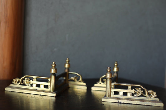 Japanese antique 1910s Buddhist altar Parts pair of Small boundaries fences, antique Wood lacquer gold, furniture H3.5×W7.7in/9×19.5cm