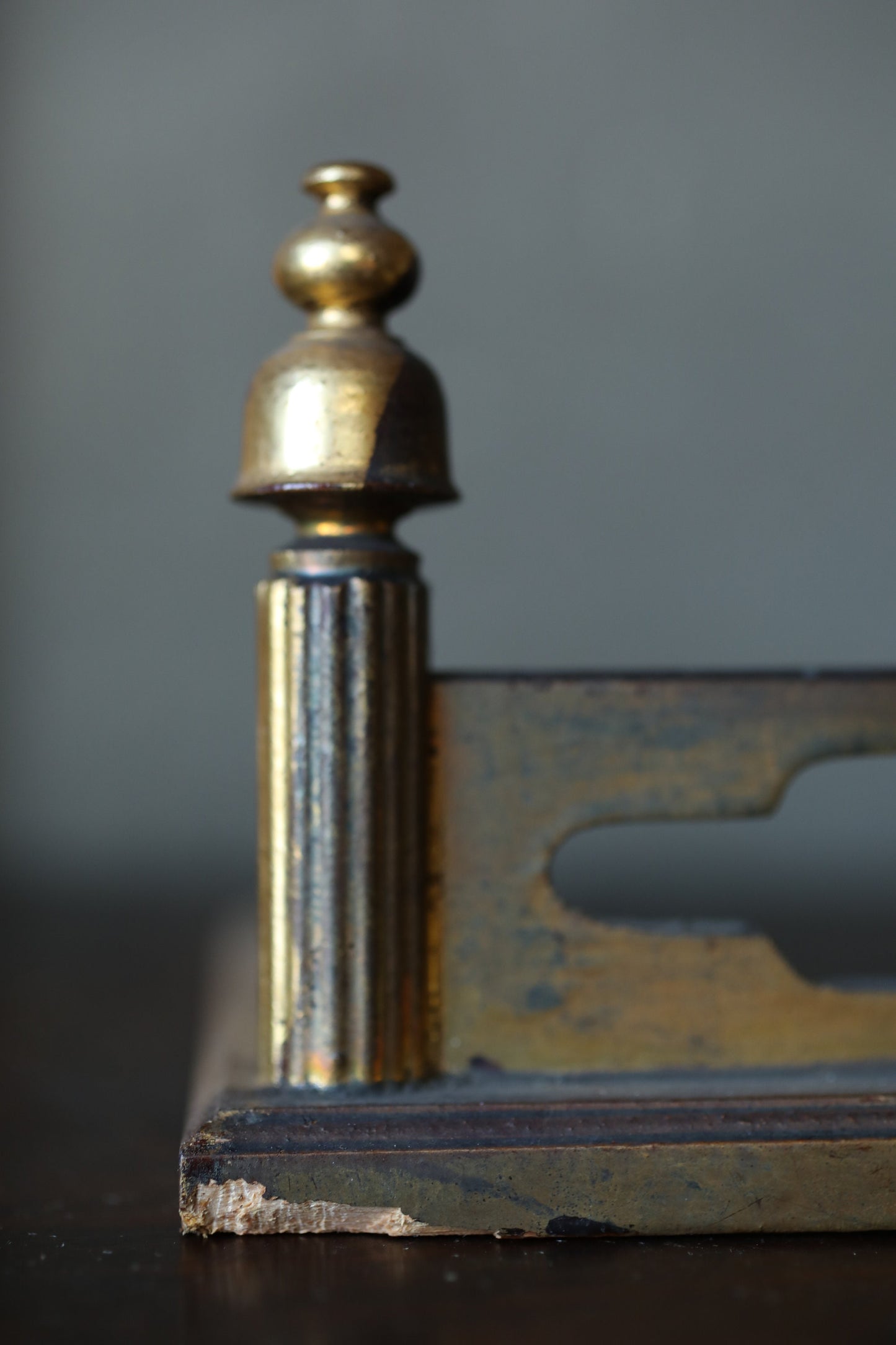 Japanese antique 1910s Buddhist altar Parts pair of Small boundaries fences, antique Wood lacquer gold, furniture H3.5×W7.7in/9×19.5cm