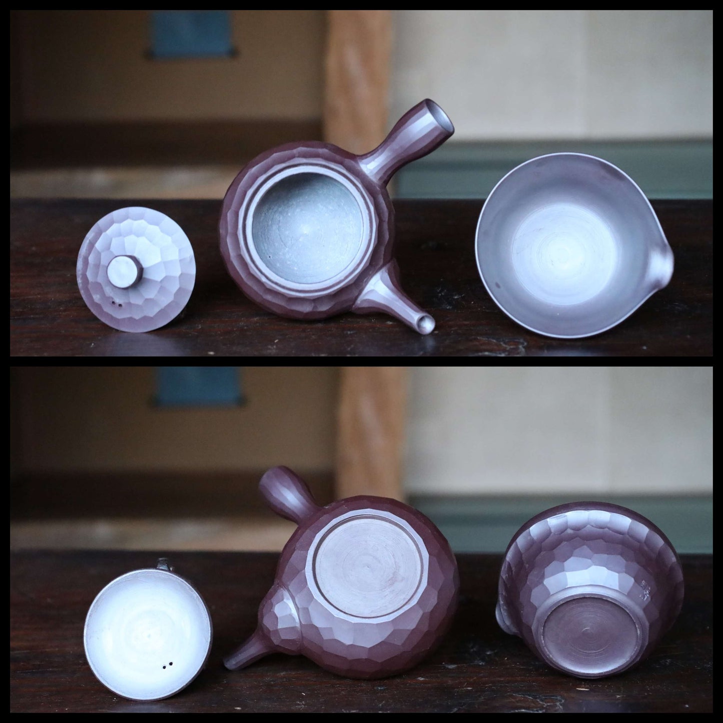 FINE! Japanese vintage ceramic BANKO kiln tea set, pot, 5cups, waste-water-container with Kanji signature SENCHA tableware Tea ceremony