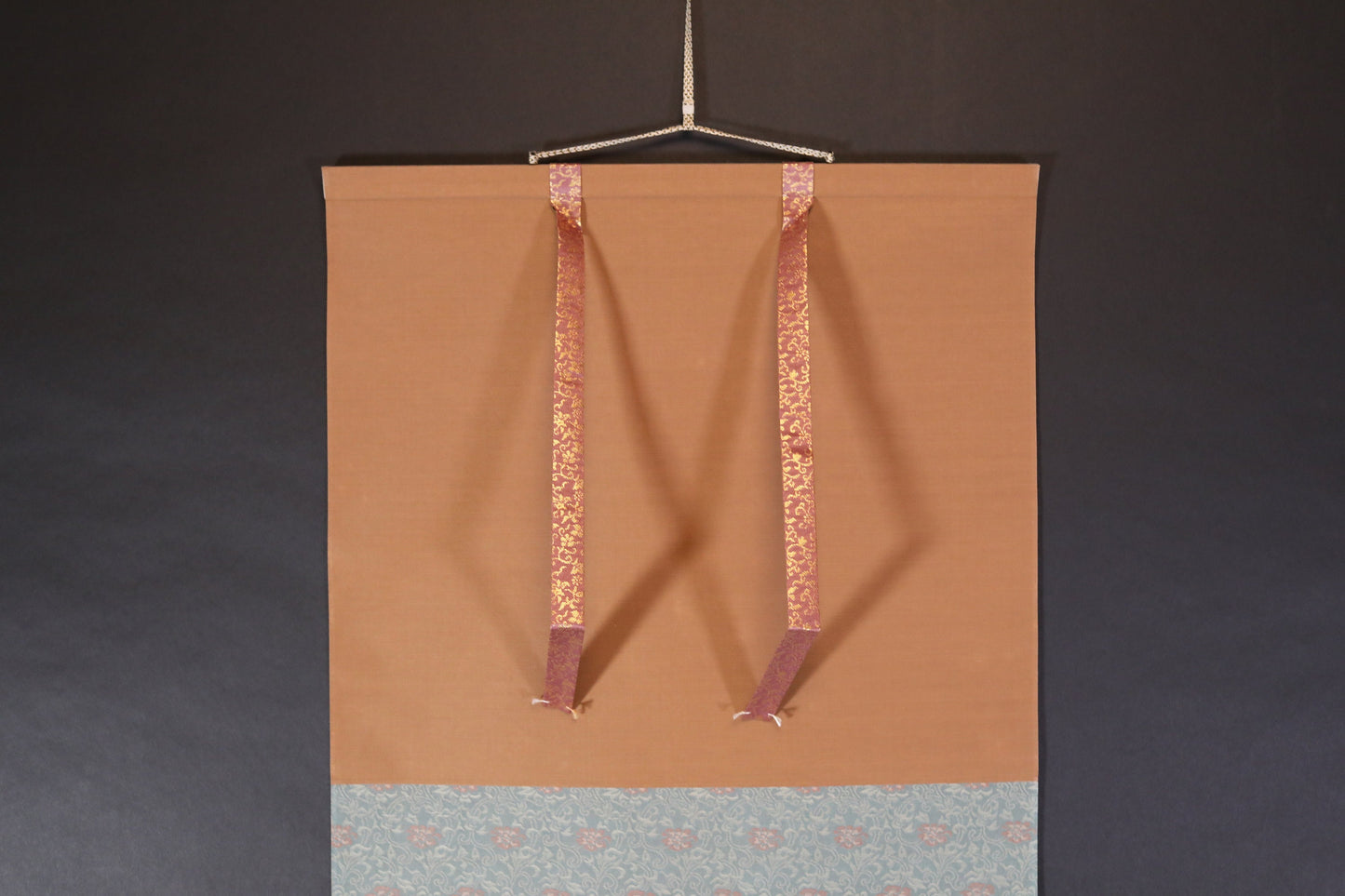 Japanese hanging scroll for tea room with Kanji calligraphy by Rikyu printed ZEN words with wooden box H42.5in/108cm