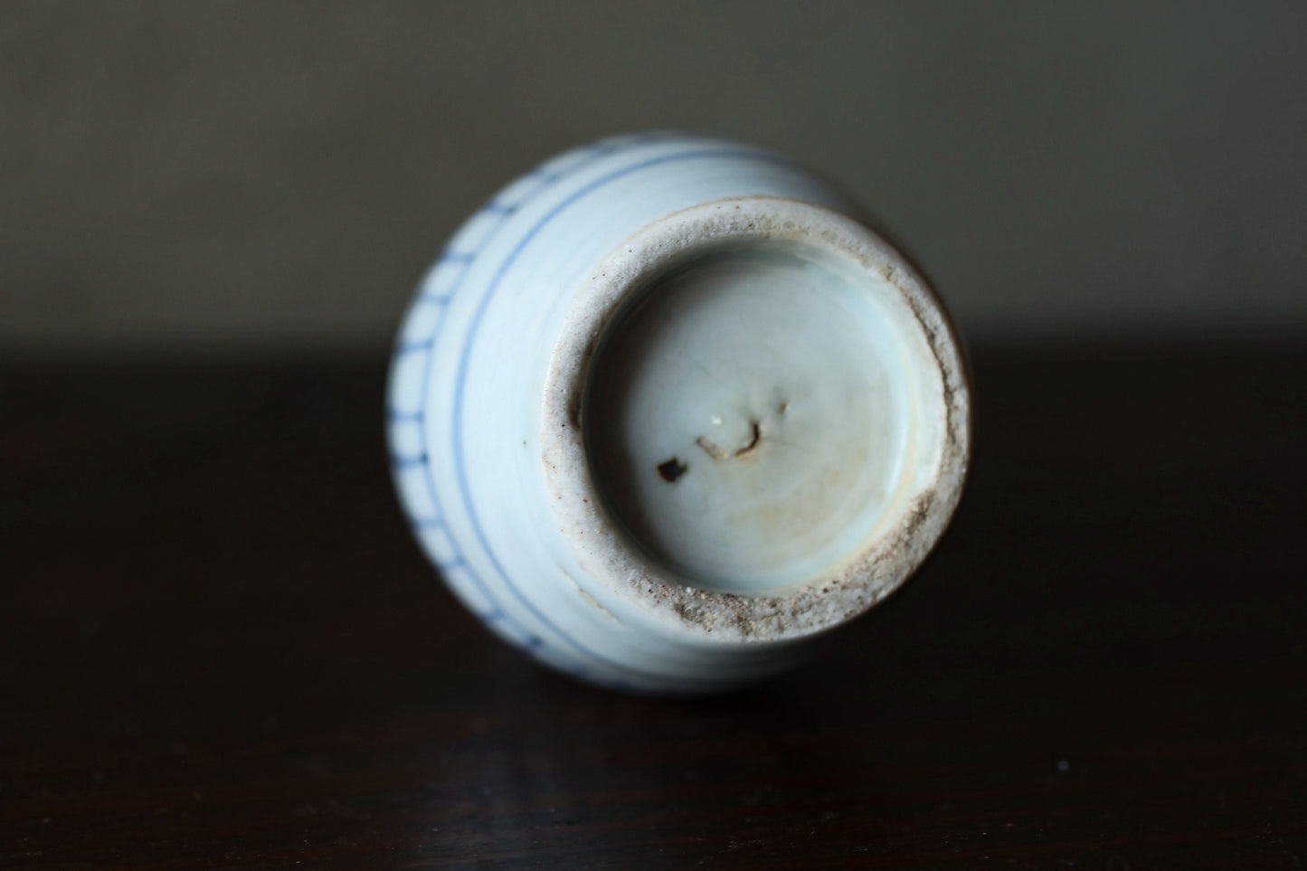 Japanese antique 1800s EDO small vase porcelain SAKE bottle old IMARI with arabesque pattern hand painting Sometsuke H6.1in/H15.5cm
