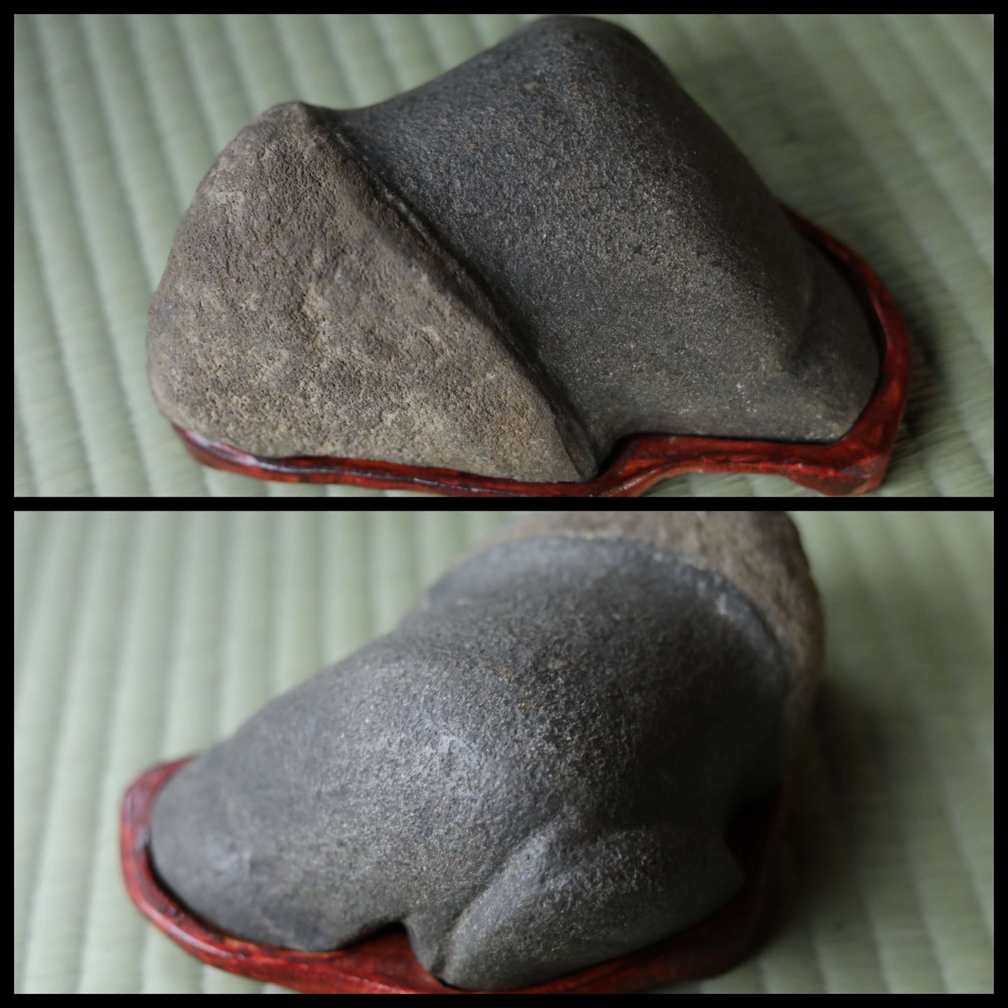 Japanese old "SUISEKI", scholars stone, indoor viewing stone, block shaped, with a hand carved pedestal Power stone H2.7 x W7.4in
