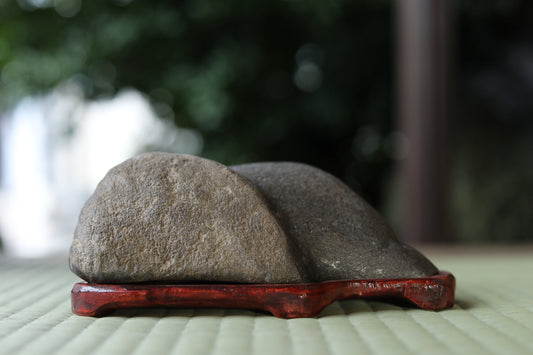 Japanese old "SUISEKI", scholars stone, indoor viewing stone, block shaped, with a hand carved pedestal Power stone H2.7 x W7.4in