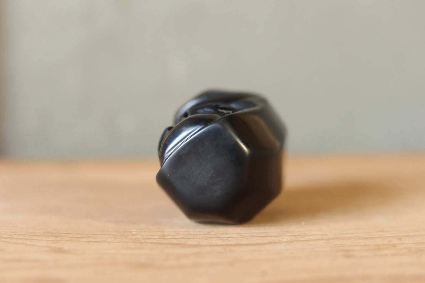 Japanese doll Figurine of traditional Japanese character DARUMA 那智黒Nachiguro black stone, paper weight H3.1×2.5in/H8×6.3cm