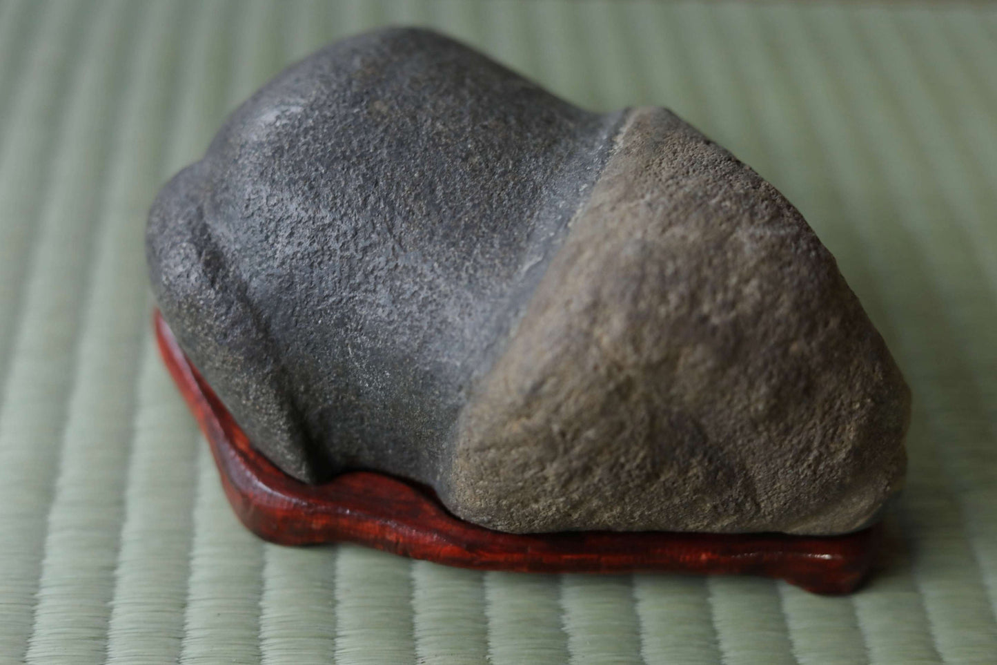 Japanese old "SUISEKI", scholars stone, indoor viewing stone, block shaped, with a hand carved pedestal Power stone H2.7 x W7.4in