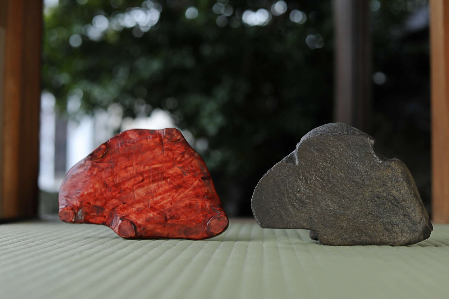 Japanese old "SUISEKI", scholars stone, indoor viewing stone, block shaped, with a hand carved pedestal Power stone H2.7 x W7.4in